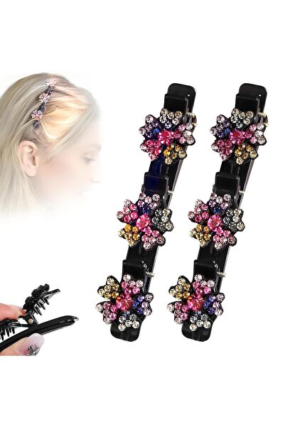 STARSTAR Two sparkling crystal woven hair clips, women's hair clips, duckbill...