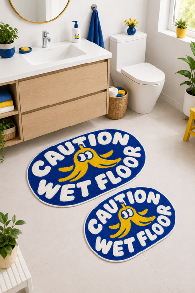 Liriya Dijital Kaymaz Yıkanabilir İkili Modern Banyo Paspası Banyo Halısı Ban...