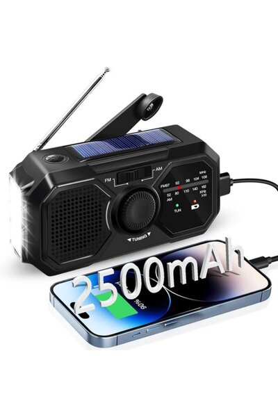 STARSTAR Solar-powered emergency radio with crank AM/FM weather radio 2500 mA...