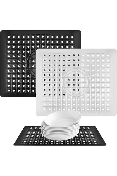 STARSTAR Set of 2 Non-Slip Sink Mats - Rectangular Rubber Sink Protector with...