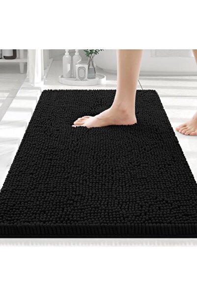 STARSTAR Bathroom Mat 40x60cm Super Soft Absorbent Fleece Machine Washable Black