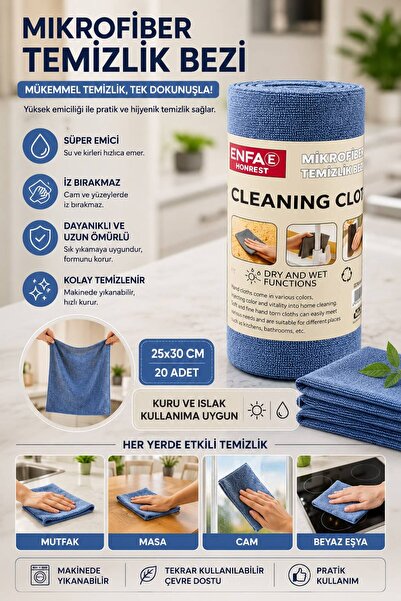 DEVADA HOME MikroRoll Premium Mikrofiber Temizlik Bezi 20'li Rulo | 25x30 cm ...