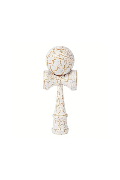 OEM Kendama Profesionala- Culoare Alb-Auriu , Model Crapat si ata cadou