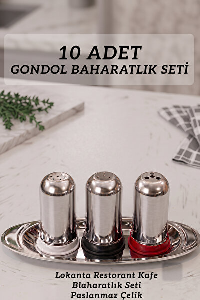 FİTHOME طقم توابل من الفولاذ المقاوم للصدأ مكون من 10 قطع مع صينية - طقم احتر...