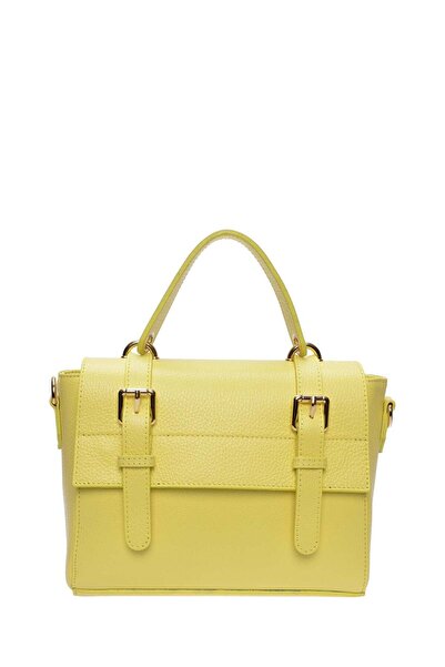 SimpleFind Anna Luchini Geanta piele -KIARA-Galben lamaie,Geanta de mana piel...