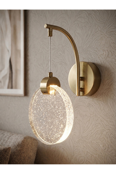 Avize Satürn Cam Eskitme Gold Modern Aplik