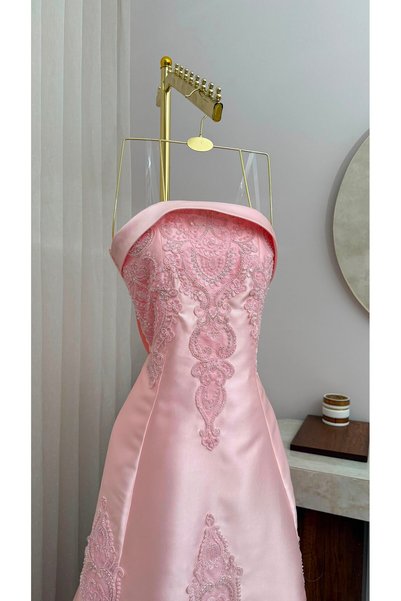 NUHAIRa Mikado embroidered evening dress