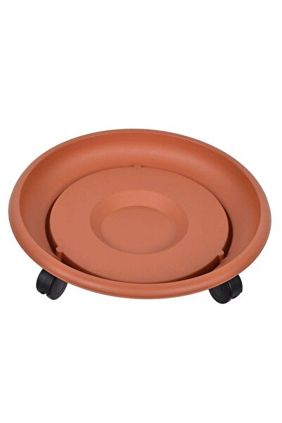 BAMI NETWORK Farfurie cu roti pentru ghiveci plastic teracota 37x9.5cm