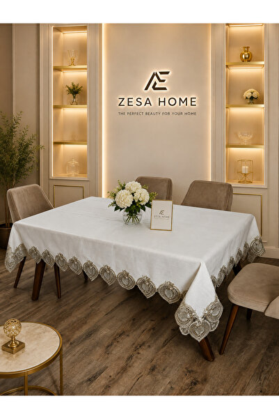 ZESA HOME مفارش طاولة من الكتان الفرنسي بدون قلق من جاردينيا - 100x100...160x280