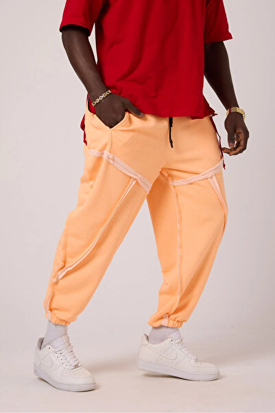 FıttingRoom Elastic Waistband, Orange Half-Shalwar with Inseam Stitching