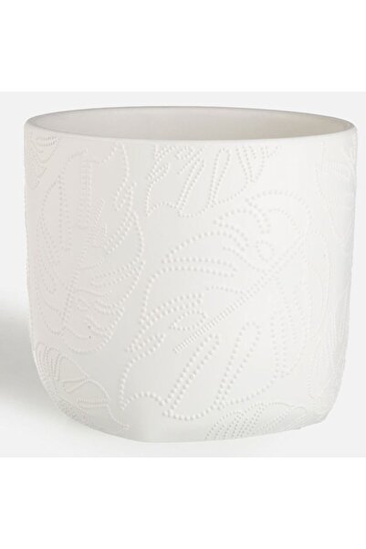 BAMI NETWORK Masca Ghiveci Ceramica Alba O17x15cm – Suport Plante Decorativ p...