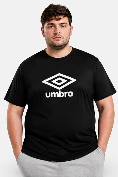 UMBRO تي شيرت رجالي رياضي بأكمام قصيرة مناسب للخارج، أسود