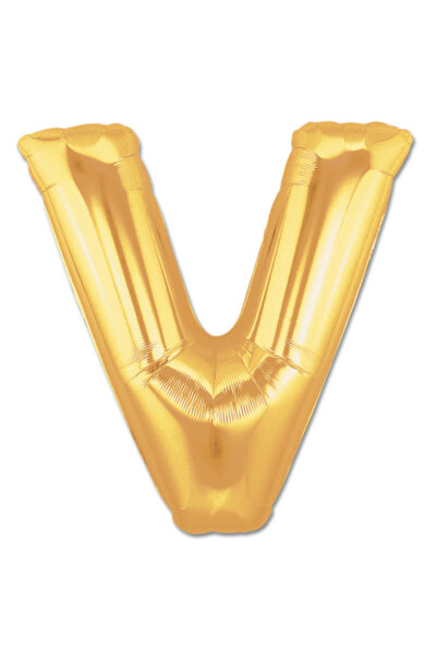 Marsilyan Letter V Foil Balloon Gold Color 40 Inch () Ilkel-Grp9Y84