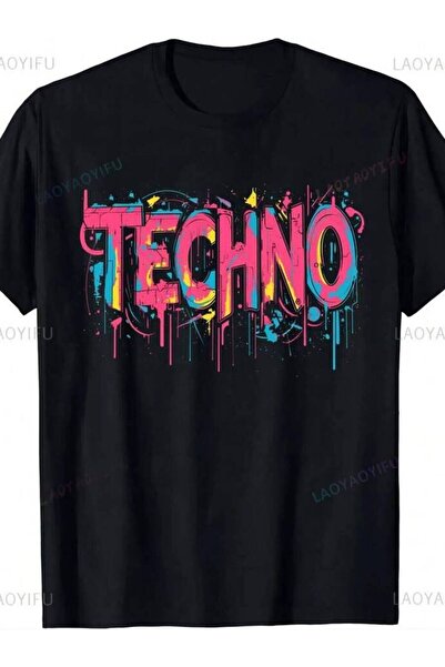 2BIR Techno Music Optical Illusion Glitch EDM Rave T-Shirt Vintage Women Clot...