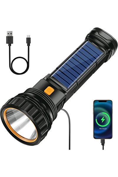STARSTAR Solar & USB Rechargeable LED Emergency Flashlight (1200mAh), 3-mode ...