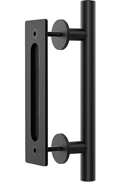 STARSTAR 30 cm Sliding Barn Door Handle - Carbon Steel Black Double-Sided wit...
