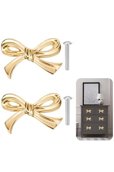Morvena Picks Set de 2 mânere decorative din alamă, în formă de fundă, pentru...