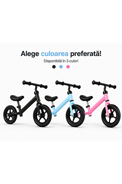 PinkBlue Bicicleta Copii fara Pedale, 12 Inch, Cadru Metalic, Sa si Ghidon Re...