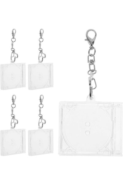 STARSTAR 5-Piece Set Transparent Acrylic Mini CD Keychains Durable DVD Jewelr...