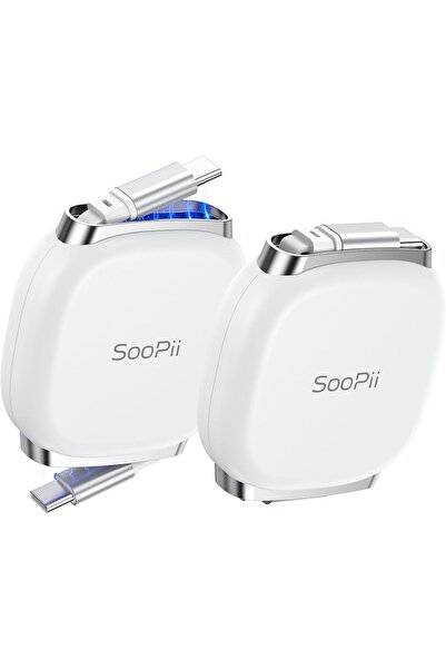 SooPii USB C to USB C Cable (2Pack 3.3FT), 240W Retractable USB C Fast Chargi...