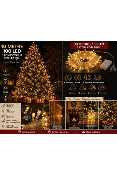 Kesene 10 Meters 100 Led Daylight Fairy Led Light 8 Functions Decorative Chri...