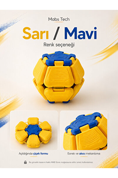 Mabs Tech Clicker Stres Topu – Lastik Mekanizmalı Açılır Kapanır 3D PLA Baskı Mekanik Fidget Oyuncak