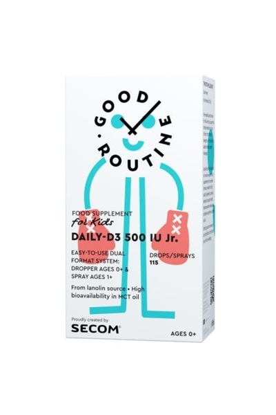Secom Vitamina D3 pentru copii Daily-D3 Jr Good Routine, 500 IU, 15 ml,