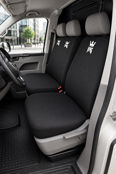 Antwax Volkswagen Transporter 5+1 - Siyah Penye Oto Koltuk Kılıfı - King Baskılı