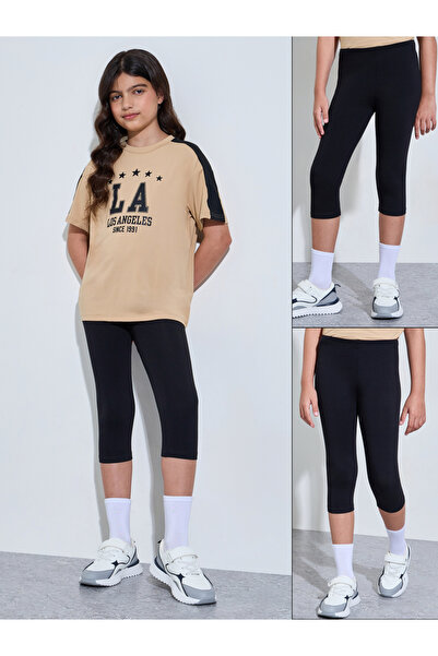 Styli Teen Girls Pack of 2 - Cotton Blend Capri Leggings