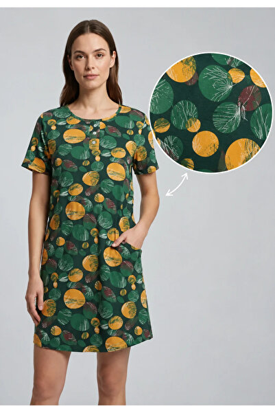 Serena Cămașă de noapte scurta damă, model floral și buzunare