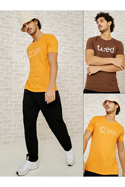 Styli Pack of 2 - Slogan Print Regular Fit T-shirt