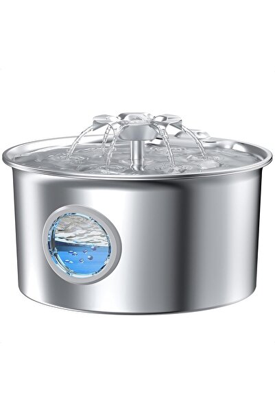 Generic Brand Fântână din Inox 2,6L pentru Pisici, Cascadă Floare, Indicator ...