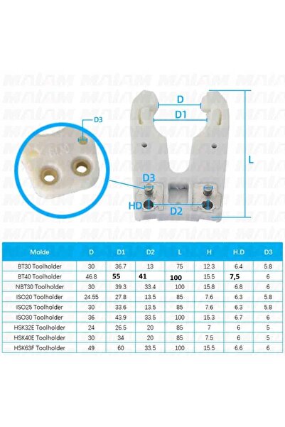 NO BRAND Suport magazin cu ax conic BT40 pentru mașini plotter, lungime total...