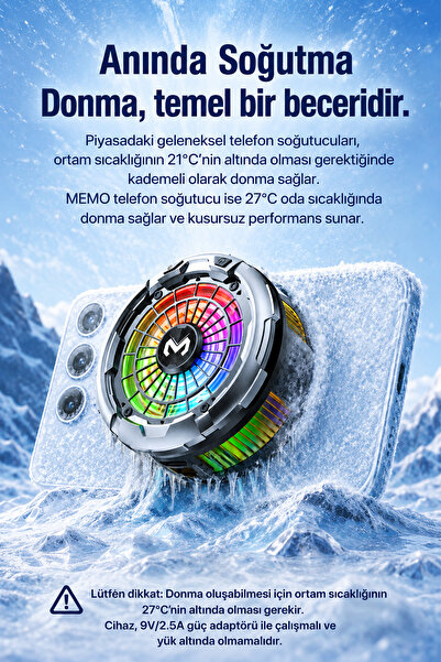 Memo CX26 Ultra 30W Manyetik Telefon Soğutucu | RGB MagSafe Mobil Oyun Soğutucusu | Yapay Zeka Destekli