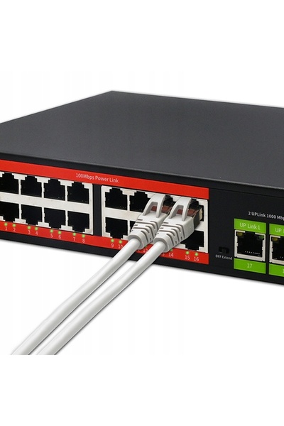 Qoltec Switch de rețea Fast Ethernet negestionat PoE |   16x R