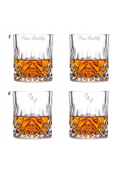 NO BRAND Set de 6 pahare de whisky din cristal cu gravură nume/logo, cadou pe...