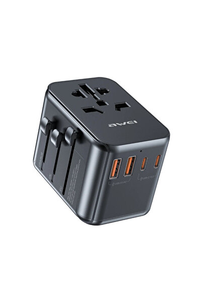 NO BRAND AWEI 2xUSB+3xUSB-C C-39 35W 4 în 1 US/AU/EU/UK Negru Adaptor de alim...