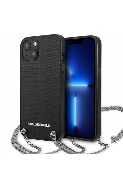 Apple Husă cu textură de piele și lanț - Etui iPhone 13 mini (negru)
