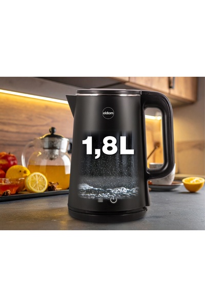 eldom Fierbător electric negru, fără fir, cu reglare a temperaturii, 2000W
