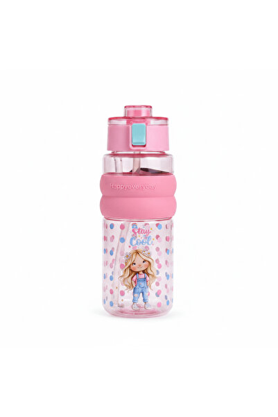 SBC Pink "Happy Everyday" Kids Plastic Water Bottle — 750 ml