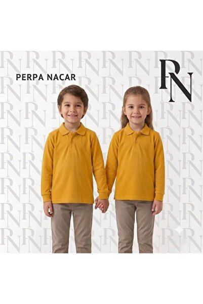 Nacar Okul Formaları Unisex Çocuk Uzun Kollu Polo Yaka Tişört