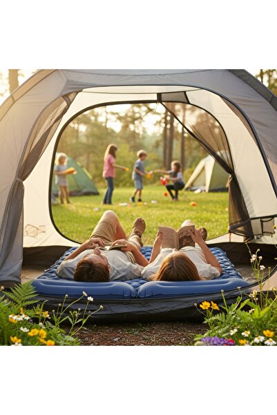 NO BRAND SALTEA GONFLABILĂ DE CAMPING, 200 X 130 CM, SALTEA DE CAMPING CU PERNĂ