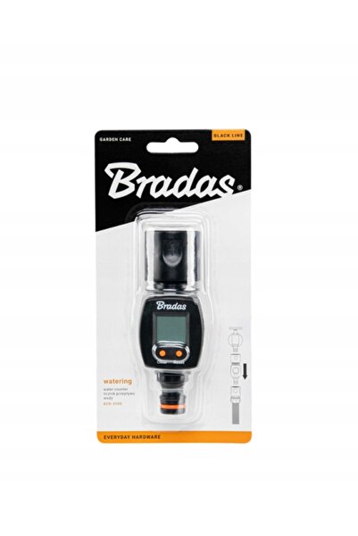 Bradas Contor de debit de apă cu afișaj + Conector rapid + Niplu BLACK LINE