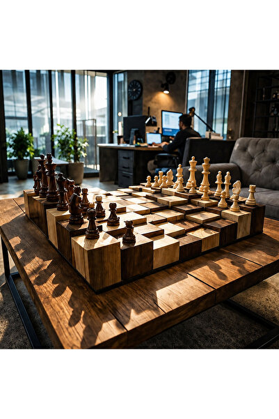 Bk Gift Handmade 3D Wooden Chess Set 40X40 cm