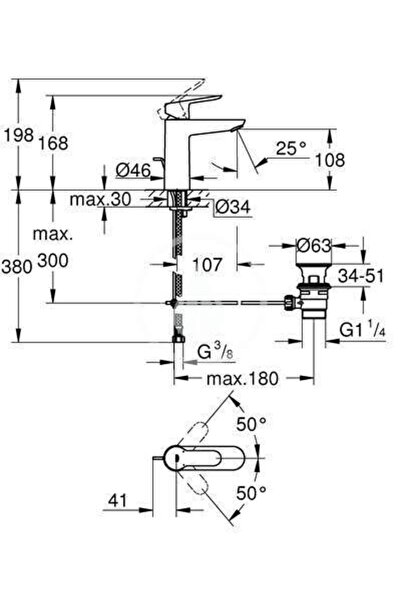 Grohe BauEdge baterie lavoar cromată pe picior 23758000
