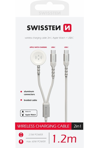 NO BRAND Cablu USB-C 2-în-1 magnetic pentru încărcarea Apple Watch + USB-C SW...