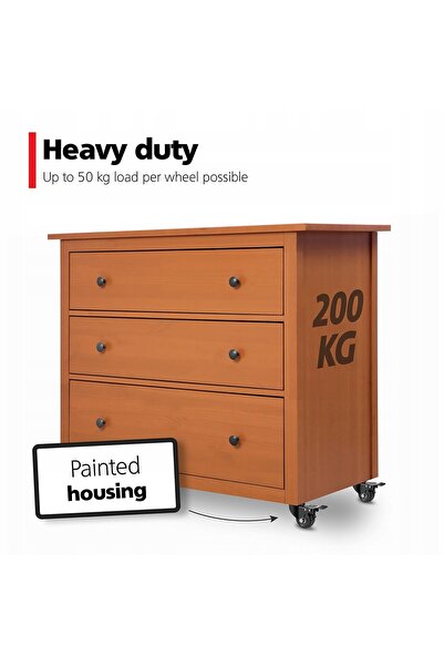 NO BRAND Set roți pentru mobilier, 4 bucăți, 50 mm, 200 kg, cu frână