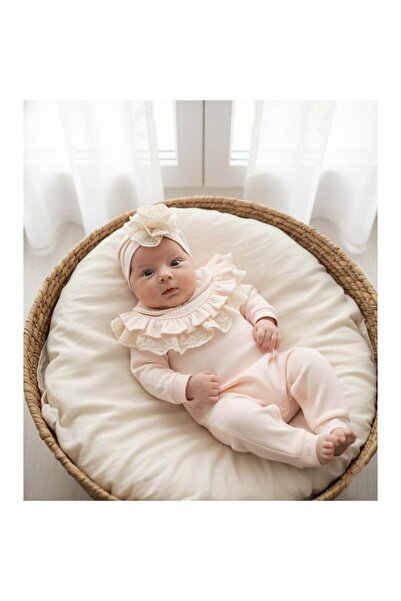 ZEYNUKO Baby Girl Lace Scalloped 3-6-9 Months Hat and Romper Set Newborn Hosp...