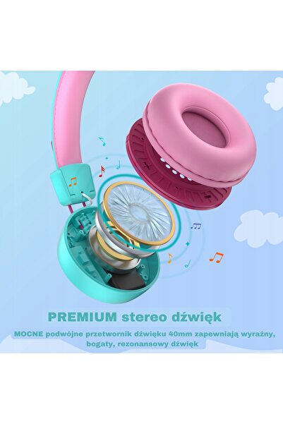 New Bee Căști pentru copii, pliabile, fără fir, LED, 32H, BT 5.0 + GRATUIT