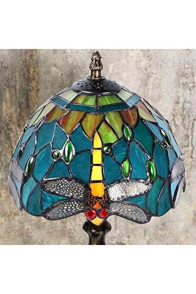 NO BRAND LAMPĂ DE MASĂ LAMPĂ DE NOPTIERĂ ELEGANTĂ CU STICLĂ VINTAGE VITRĂIE